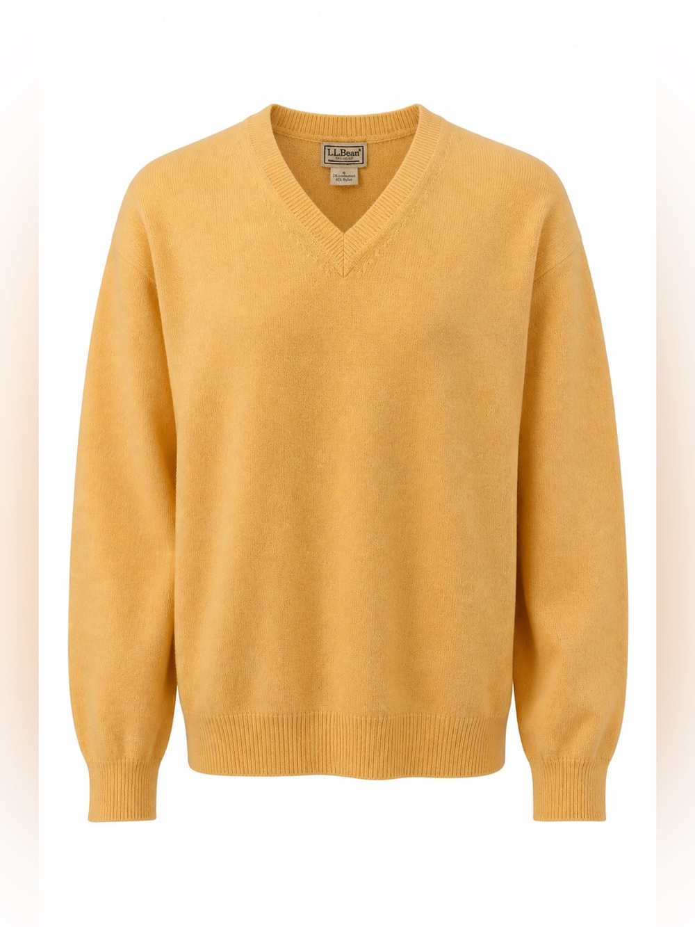 L.L.Bean Men’s XL Lambswool Cashmere V-Neck Sweater Yellow